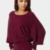 Scoop Neck Blouson Sweater Midi Dress
